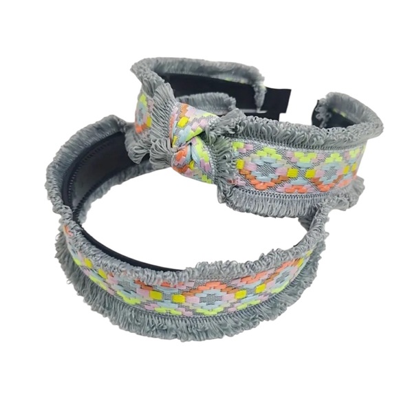 Gray Patterned Fringe Headband - Picture 1 of 3